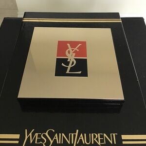 YSL Large (5”x5”) vintage gold tone logo empty makeup palette
